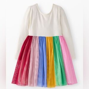 Hanna Andersson Long Sleeve Tulle Rainbow Dress in Navy